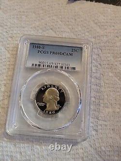 1980-S PCGS Silver Quarter 69 DCAM Deep Cameo