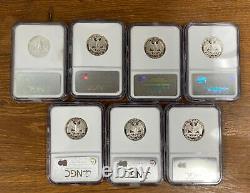 1992-1998 S Silver Quarters NGC PF-69 Ultra Cameo Lot Of 7