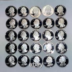 1996 S Silver Proof Washington Quarters 25 Coin Roll $6.25 Face-free Shipping