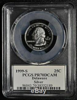 1999S 25¢ Delaware SILVER State Quarter Proof PCGS PR70DCAM Coin SKU C91