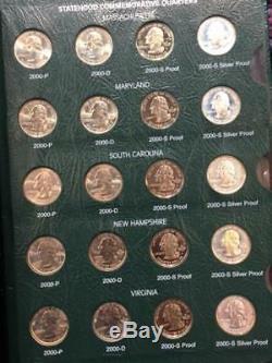 1999-2003 100 Coin Washington Statehood Quarters withSilver Proofs in museum Album