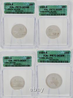 1999-2007 State Silver Proof Quarter ICG PR70 DCAM Green Label COMPLETE SET