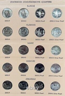 1999-2008 + 2009 PDS & Silver Statehood Quarter Complete 200 Coin Set in Dansco