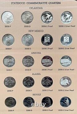 1999-2008 + 2009 PDS & Silver Statehood Quarter Complete 200 Coin Set in Dansco