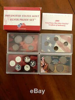 1999-2008-2009 Silver Proof 56 Pc State Quarter 11 Yr Set Complete-Boxes & COA's