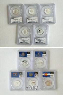 1999-2008 Complete 50 States Silver State Quarter Flag Set PCGS PR69