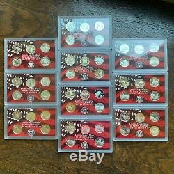 1999 -2008 Complete U. S. Silver Proof Coin 10 Sets 50 State Quarters DISPLAY BOX