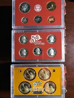 1999 2008 Complete U. S. Silver Proof Coin Set Of Ten 50 State Quarters
