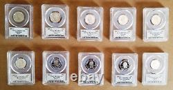 1999 2008 SILVER State Quarters, PGCS Flag Set Complete with Storage Case C57