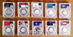 1999 2008 SILVER State Quarters, PGCS Flag Set Complete with Storage Case C57