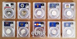 1999 2008 SILVER State Quarters, PGCS Flag Set Complete with Storage Case C57