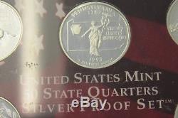 1999-2008 S 90% SILVER PROOF State Quarters 50 Coin Set No Box or COA's