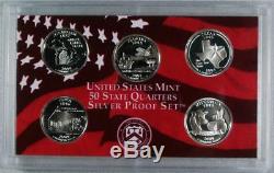 1999-2008 S Gem Proof State Quarter Set Run 90% Silver No Boxes or COAs 50 Coins