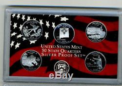 1999-2008 S Gem Proof State Quarter Set Run 90% Silver No Boxes or COAs 50 Coins