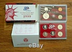 1999-2008 Silver Proof Sets 50 State Quarters + 2009 Proof Quarters Set + COA