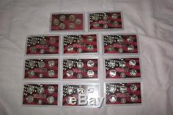 1999-2008 Silver Quarter Proof Sets+ the 2009 Six territorials. All 56 coins