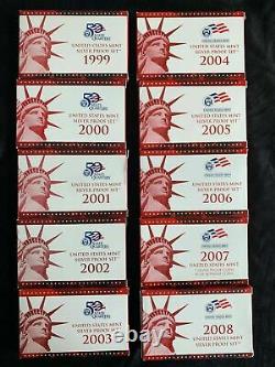 1999-2008 US Mint Silver Proof Sets - complete sets, 50 State Quarter Series