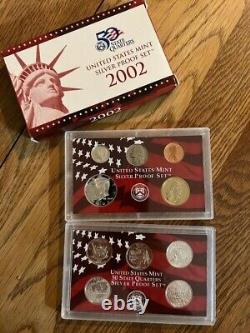 1999-2008 US Mint Silver S Proof Sets with State Quarters with COA's