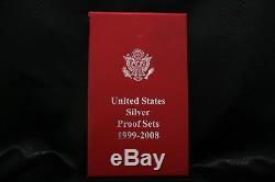 1999-2008 US Silver Proof Set Incl 50 Silver State Quarter