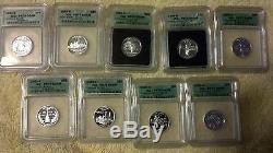 1999-2008 uncirculated ICG PR70 silver quarters set! Includes Delaware quarter
