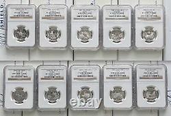1999 2009 Complete Silver Quarter Proof Set Ngc Pf 70 Uc 56 Coins