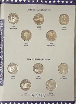 1999 2009 Proof x 56 Different Silver State Quarter Coins Complete In Album