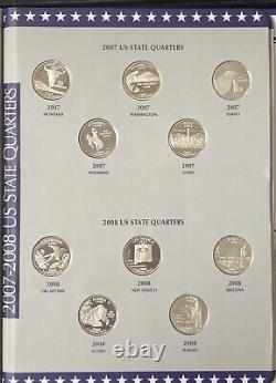 1999 2009 Proof x 56 Different Silver State Quarter Coins Complete In Album