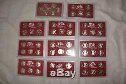 1999-2009 SILVER State & Territorial Quarter Proof Sets. All 56 coins in cases