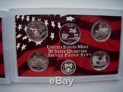 1999-2009 S 11 Silver Proof State Quarter Sets in Original US Mint Cases
