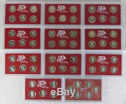 1999-2009-S Silver Proof Quarter Set Run 56 Coins With Display Case