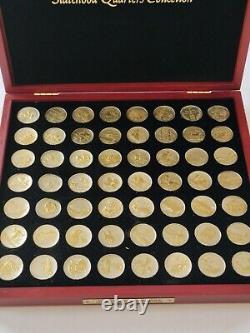 1999-2009 US Gold/Silver Highlights State Quarters 56 Coins Set In Wood Case