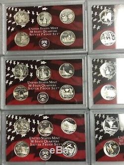1999-2009 US Statehood/Territory Silver Quarter Proof Sets, No Boxes