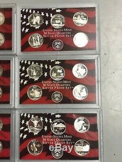 1999-2009 US Statehood/Territory Silver Quarter Proof Sets, No Boxes