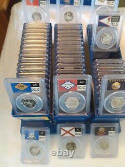 1999-2009 United States 56 Coin PR69DCAM Flag Label Silver 25C Set withPCGS Boxes