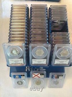 1999-2009 United States 56 Coin PR69DCAM Flag Label Silver 25C Set withPCGS Boxes