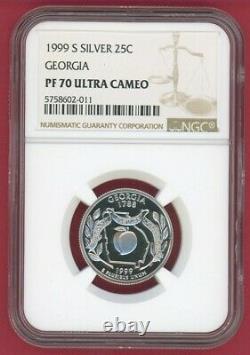 1999 Georgia State Quarter 25c Silver NGC PF70 Ultra Cameo -011