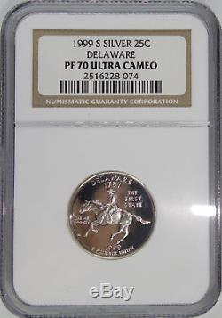 1999 S 1st State Quarter Delaware PF70 Silver Proof Ultra Cameo
