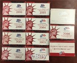1999-S 2009-S U. S. SILVER Proof sets (11 sets)