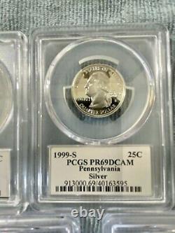 1999-S 25C 5 Coin Proof Set PCGS PR69DCAM Silver Quarter Collector