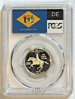 1999 S 25C Silver Delaware Quarter PCGS PR70DCAM In State Flag Holder