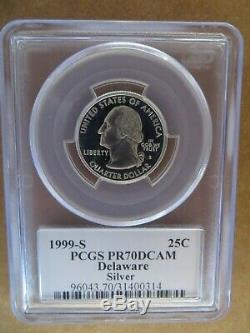 1999-S 25c Delaware SILVER Flag Label Quarter Proof PCGS PR70DCAM