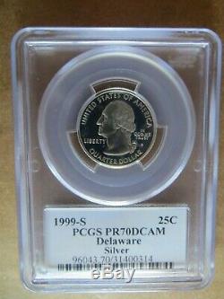 1999-S 25c Delaware SILVER Flag Label Quarter Proof PCGS PR70DCAM