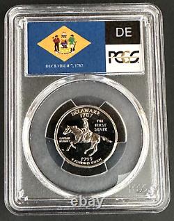 1999-S 25c Delaware SILVER Flag Label Quarter Proof PCGS PR70DCAM Deep Cameo