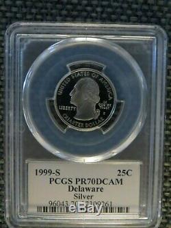 1999-S 25c Delaware SILVER Flag Label Quarter Proof PCGS PR70DCAM Silver