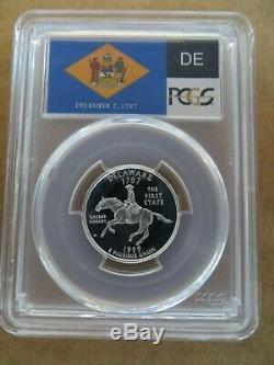 1999-S 25c Delaware SILVER Flag Label Quarter Proof PCGS PR70DCAM Silver