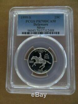 1999-S 25c Delaware SILVER State Blue Label Quarter Proof PCGS PR70DCAM