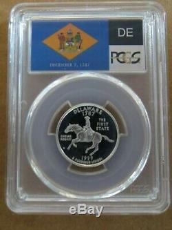 1999-S 25c Delaware SILVER State Flag Label Quarter Proof PCGS PR70DCAM