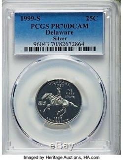 1999-S 25c Delaware State SILVER Quarter Proof PCGS PR70DCAM FREE Shipping