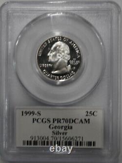 1999 S 25c GEORGIA SILVER State Flag Label Quarter Proof Coin PCGS PR70DCAM