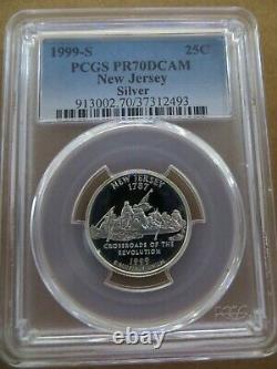 1999-S 25c New Jersey SILVER State Blue Label Quarter Proof PCGS PR70DCAM
